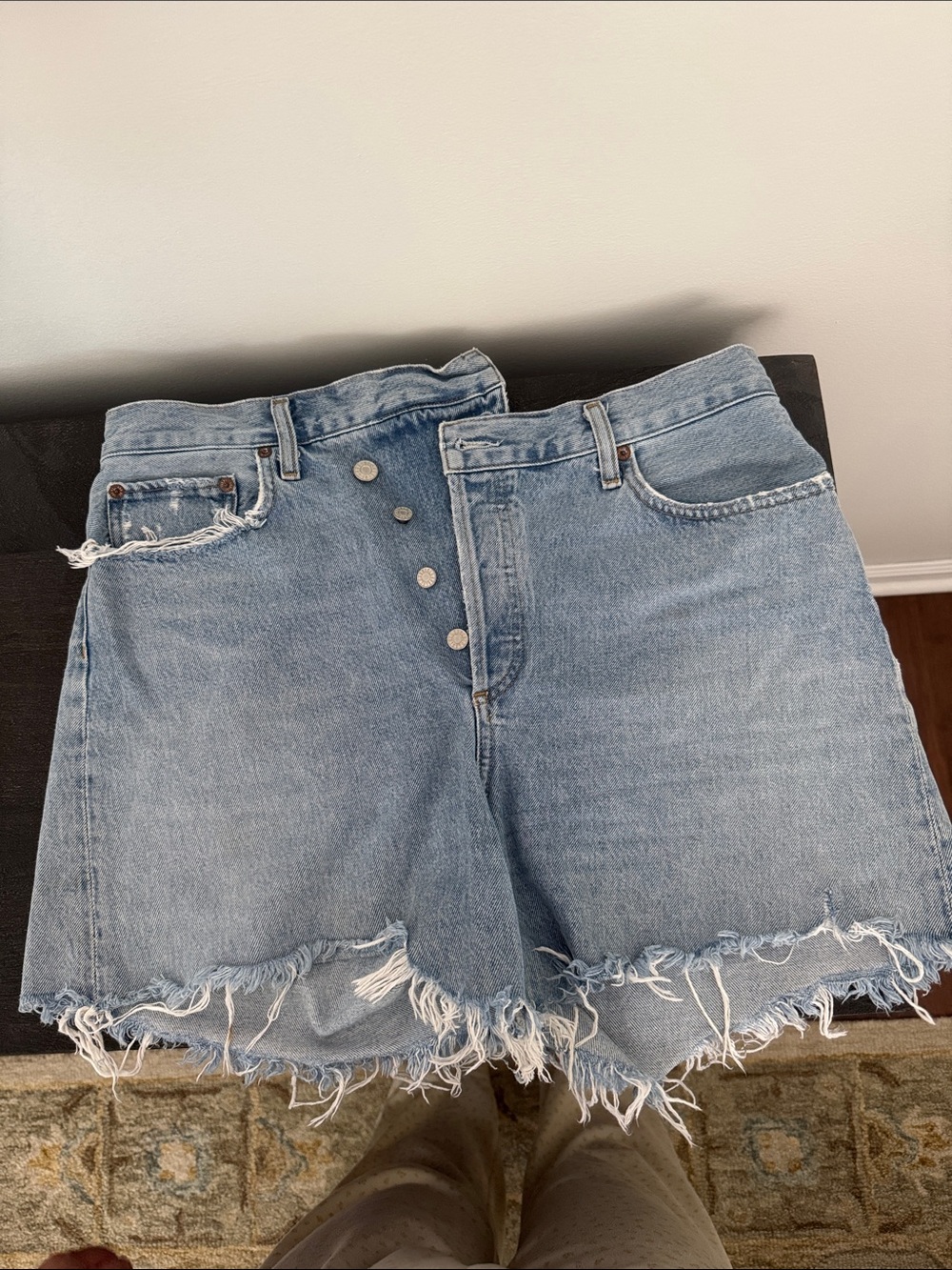 Agolde Light Wash High-Rise Button-Front Jean Shorts